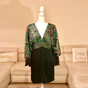 Alberto Makali peacock silk dress size 4